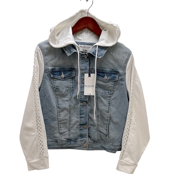 Wallflower Dreamer Hooded Denim/Knit Jean Jacket
1X Stretch Embroidered Sleeve - Picture 1 of 15